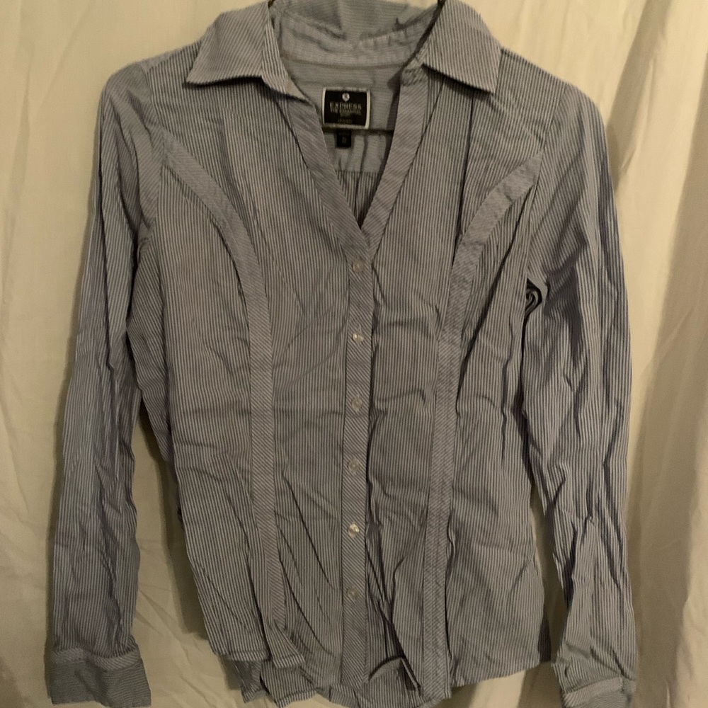 Women’s dress shirt.  Blue and white. XS Express